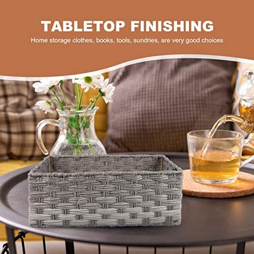 Cabilock Imitation Rattan Storage Basket End Table Decor Tabletop