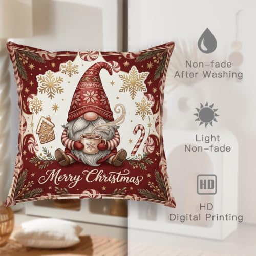 Christmas Gnome Holiday Quote Throw Pillow Covers 12x12 Set of 2