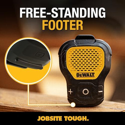 DEWALT Mini Wearable Bluetooth Speaker, Clip-On Jobsite Pro (Yellow)