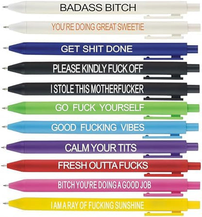 Cityhermit 11Pcs Funny Adult Ballpoint Pen Set, Premium Days of The
