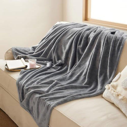 Bedsure Soft Fleece Throw Bed Blanket for Couch Grey - Lightweight