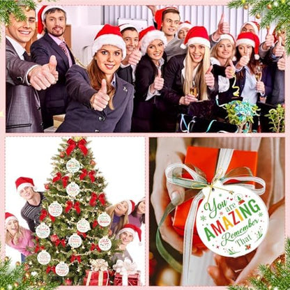 HOWAF 10pcs Employee Christmas Thank You Ornament for Coworkers