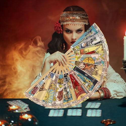 Weysat Tarot Clack Fan Large Halloween Fortune Teller Folding Fan