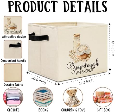 Rustic Sourdough Baker Storage Bins Box with Handles, Sourdough Bread