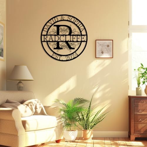 Personalized Metal Signs | Split Monogram Letter with Name