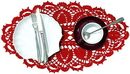 SUNONE11HKA 21 Inch Length Oval Lace Crochet Flowers Doilies