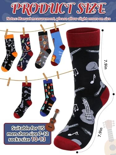 Haysandy 6 Pairs Funny Music Guitar Socks Gifts for Men Music Lover