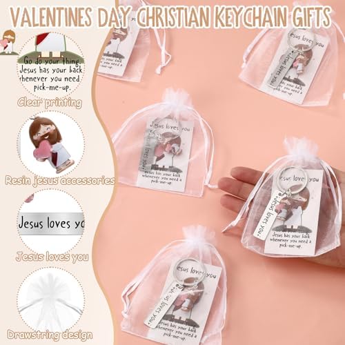 60 Sets Christmas Jesus Loves You Keychain