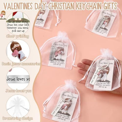 60 Sets Christmas Jesus Loves You Keychain