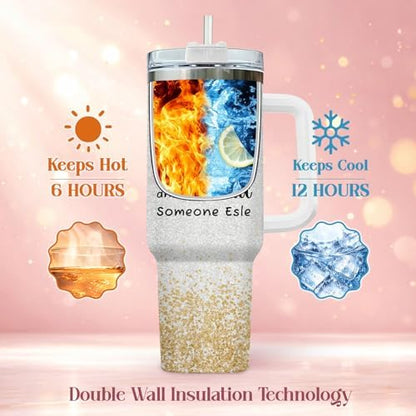 34HD Duck Whatever Life 40 oz Tumbler with Handle, Back to School Gift