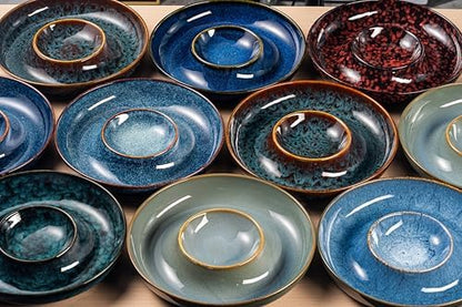 Ceramic Chips and Dip Serving Tray - Large Divided Party Bowl Set for