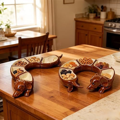 Dachshund Design 5 Section Storage Dish,Divided Serving Tray, for Home