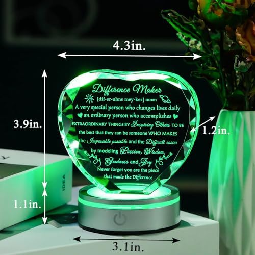 Difference Maker Crystal Plaque with LED Base - Unique Appreciation