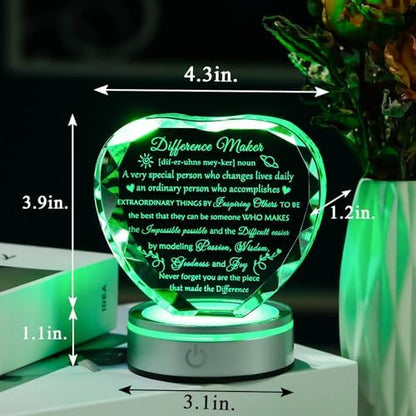 Difference Maker Crystal Plaque with LED Base - Unique Appreciation