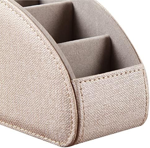 Leather TV Remote Control Holder with 5 Compartments Remote Caddy