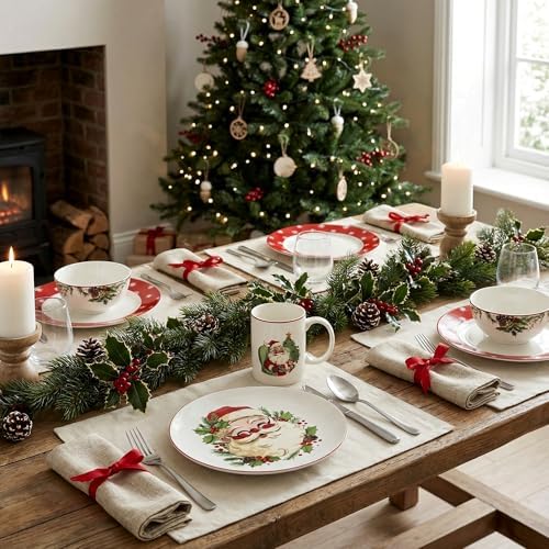 Pickmesh 16 Pcs Santa Christmas Dishes Dinnerware Set for 4 Guest