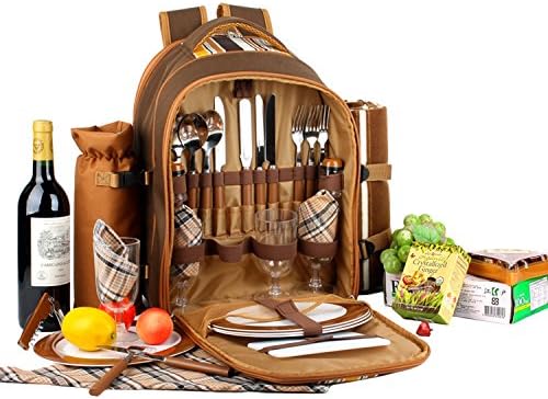 Picnic Backpack, 4-Person with Blanket & Wine, Family & Lovers Gift