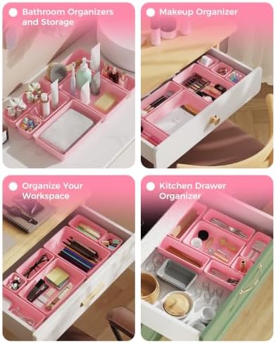 BiuLeon 25 PCS Plastic Drawer Organizers Set, 4-Sizes Vanity and