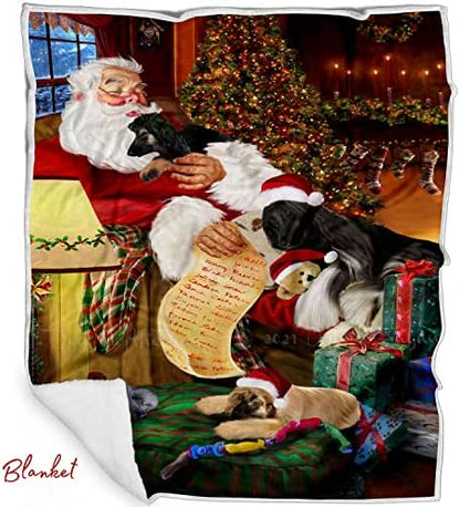 The Ultimate Dog Lover Christmas Basket Santa Sleeping with Afghan