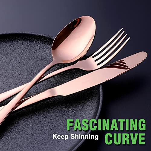 Copper/Rose Gold Silverware Set, OGORI 40-Piece Stainless Steel