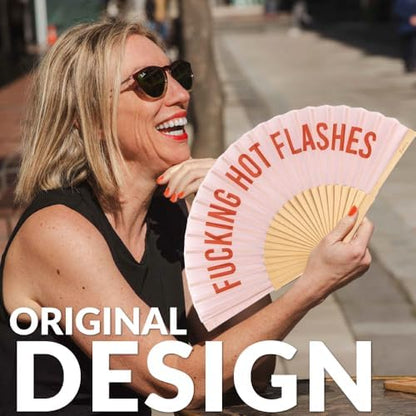 Fisura – Original Folding Fan with Message “Hot Flashes”. Handheld
