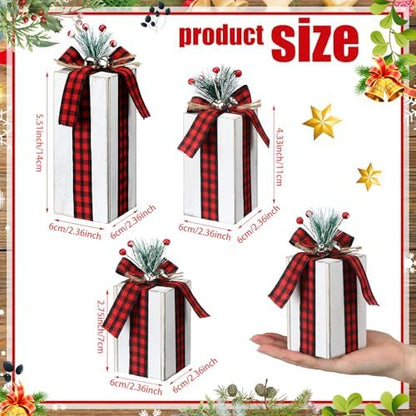 Amyhill 3 Pcs Christmas Wooden Gifts Box Decor Christmas Plaid