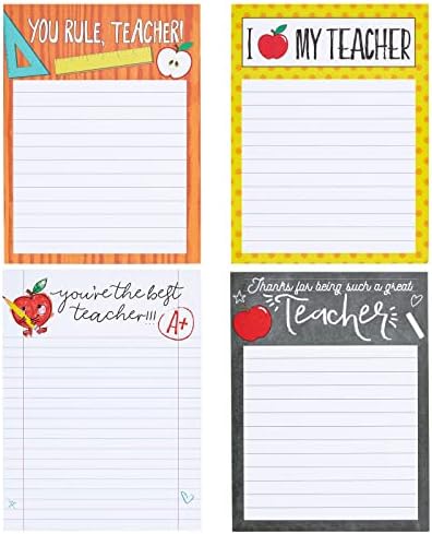4-Pack Teacher Notepad Sets for Classroom Gifts, Professor