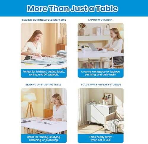Sew Ready Folding Adjustable Height Sewing Craft Table with Drawers