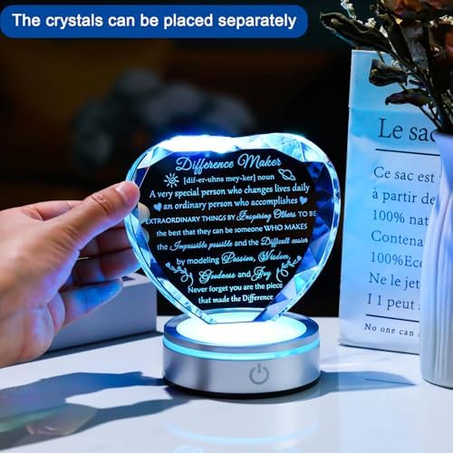 Difference Maker Crystal Plaque with LED Base - Unique Appreciation