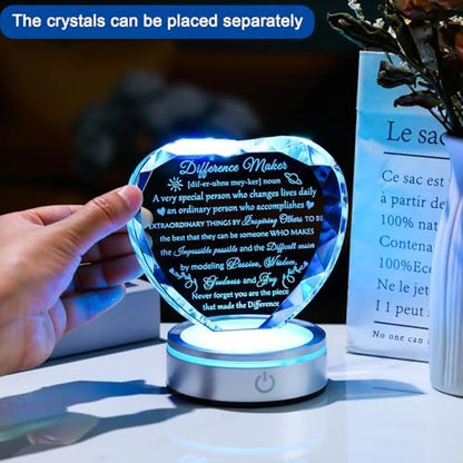 Difference Maker Crystal Plaque with LED Base - Unique Appreciation