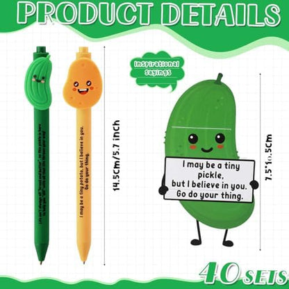 MotiMind 40 Sets Pickle and Potato Pen for Coworkers Bulk Employee
