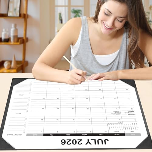 Desk Calendar 2026-2027 with Desk Mat – 22" x 17" Large Desk Pad