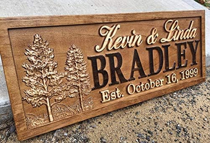 Personalized Couples Gift Rustic Wedding Name Sign Wood Cabin Wall Art