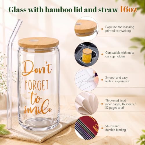 Rtteri 80 Pcs Inspirational Glass Cup Bulk Gift Set 16oz with Lid and