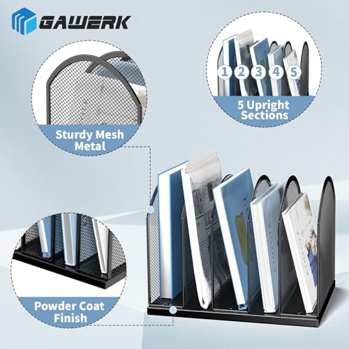 Gawerk 5-Section Vertical Desktop Organizer, 5-Section Mesh File