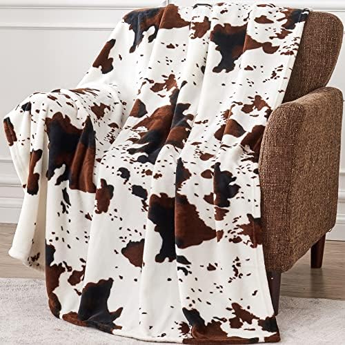 Soft Cow Print Blanket, Ultra Cozy Cow Throw Blanket for Couch Bed and