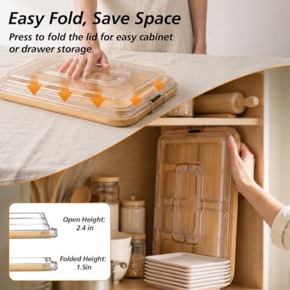 Charcuterie Boards with Foldable Lid, Portable Cheese Board Snack Tray