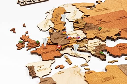 Wooden World map wall decoration - multilayer, multicolor stained