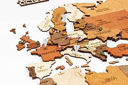 Wooden World map wall decoration - multilayer, multicolor stained