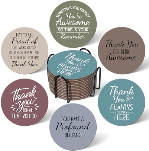 48 Pcs Thank You Appreciation Coasters Set for Teacher, Morandi