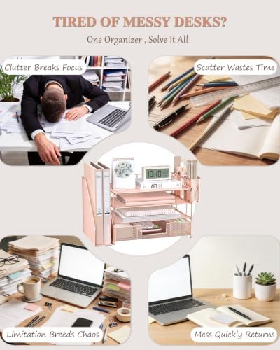 WALI Desk File Organizer, 4 Tier Desktop Paper Letter Tray Organizer