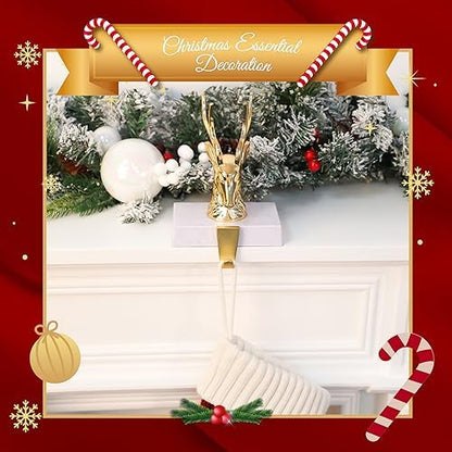 Christmas Stocking Holders for Mantle Set of 2, Reindeer Metal Mantel