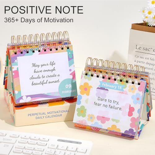 Motivational Desk Calendar Office Home Decor for Women, Daily Flip