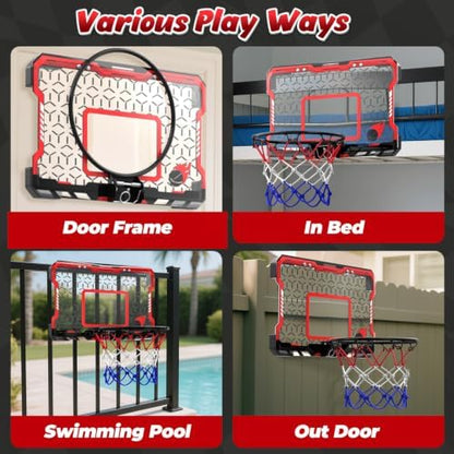 EagleStone Indoor Mini Basketball Hoop, Over The Door, 3 Balls, Steel