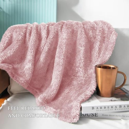 Exclusivo Mezcla Fuzzy Large Fleece Throw Blanket for Couch, Dusty