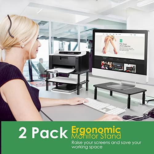 DOLALIKE 2 Pack Desktop Riser, 3 Height Adjustable Monitor stands for