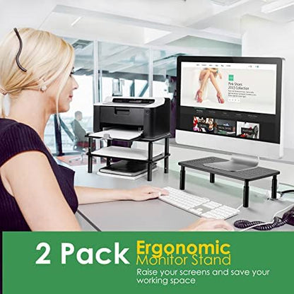 DOLALIKE 2 Pack Desktop Riser, 3 Height Adjustable Monitor stands for