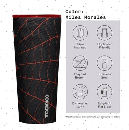 Corkcicle Insulated Tumbler with Lid, 24 oz, Marvel Miles Morales