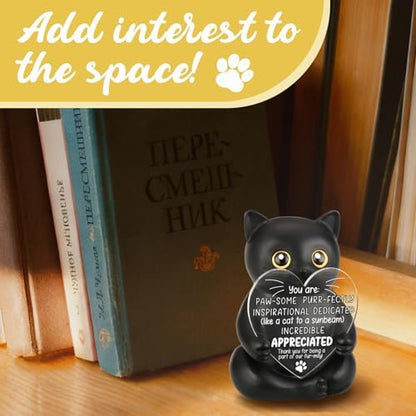 FOUGSTA Super Adorable Black Cat Resin Figurine, Appreciation Gift for
