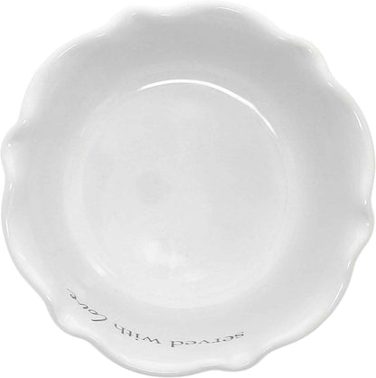 Pavilion Gift Company - Served With Love - 4.5" Ceramic Bowl With Bamboo Serving Spoon Neutral Ombre Kitchen Serveware Housewarming Gift Hostest Host Present